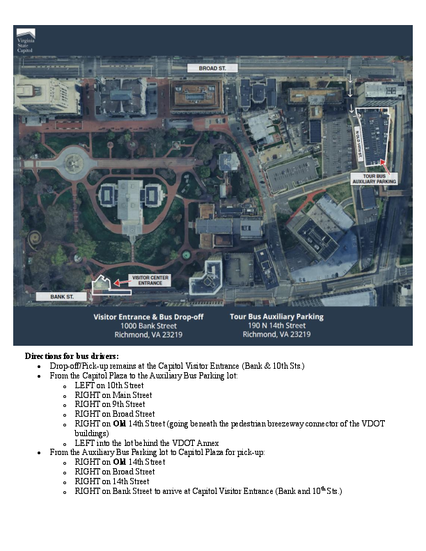 PDF preview image of Bus Drop-off and Parking Directions & Map